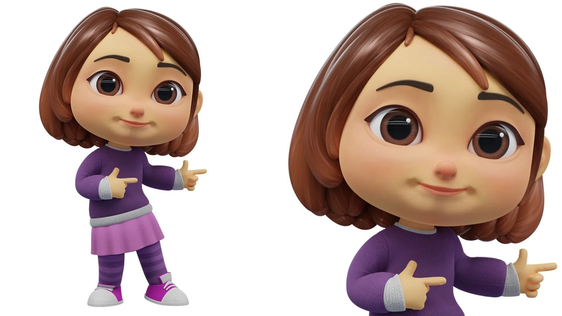 Cartoon White Girl render 6